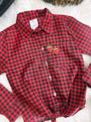 Camisa Xadrez Infantil Junina Preto e Vermelho - Festa e Quadrilha"