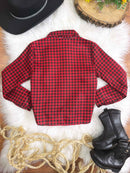 Camisa Xadrez Infantil Junina Preto e Vermelho - Festa e Quadrilha"