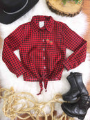 Camisa Xadrez Infantil Junina Preto e Vermelho - Festa e Quadrilha"