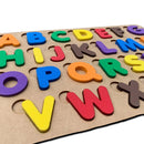 Tabuleiro Alfabeto base e 26 Letras em Madeira e EVA Pedaógico Educativo