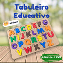 Tabuleiro Alfabeto base e 26 Letras em Madeira e EVA Pedaógico Educativo