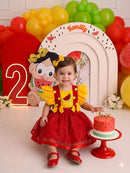 Vestido Temático Melancia Princesa Belli para Bebê e Criança (3 meses a 2 anos) - Mesversário e Festa