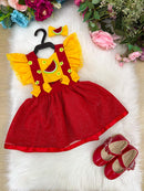 Vestido Temático Melancia Princesa Belli para Bebê e Criança (3 meses a 2 anos) - Mesversário e Festa