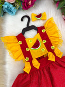 Vestido Temático Melancia Princesa Belli para Bebê e Criança (3 meses a 2 anos) - Mesversário e Festa