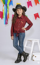 Camisa Xadrez Infantil Junina Preto e Vermelho - Festa e Quadrilha"
