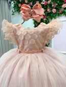 Vestido Infantil Angelie Cor Pêssego - Festa, Aniversário e Ensaio Fotográfico