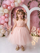 Vestido Infantil Angelie Cor Pêssego - Festa, Aniversário e Ensaio Fotográfico
